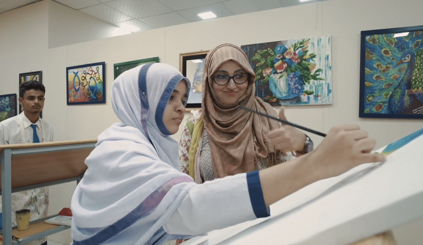 Deaf girl learning creative arts